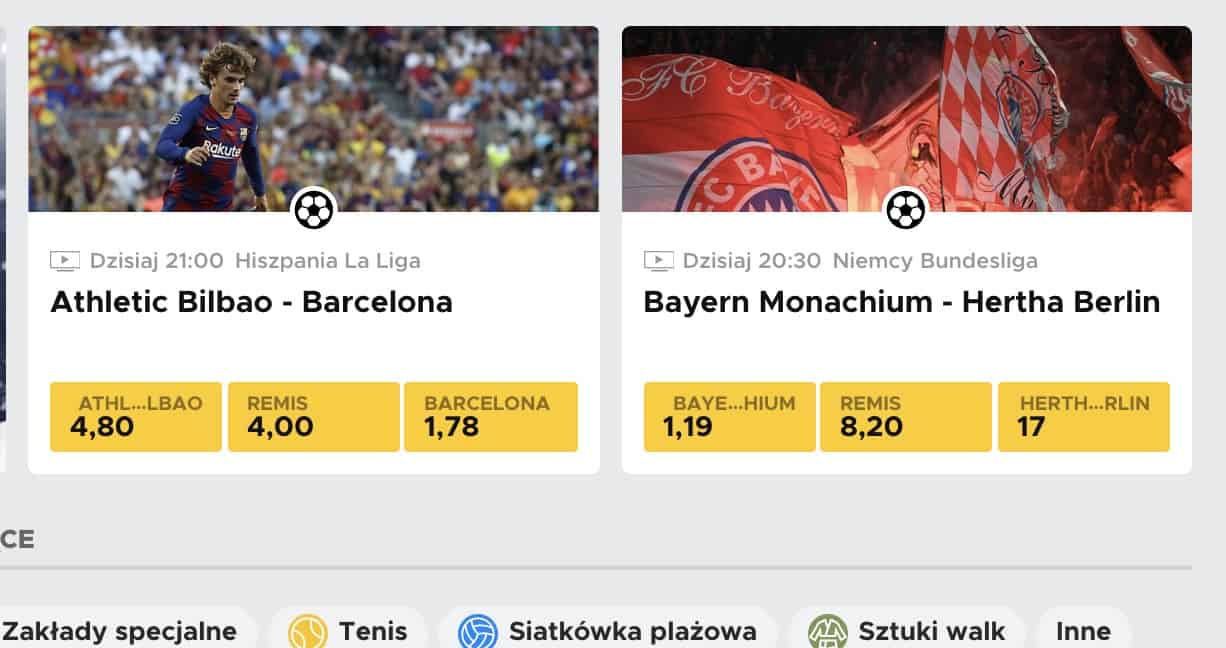 Bayern - Hertha i Bilbao - Barcelona za darmo u bukmachera Betclic!