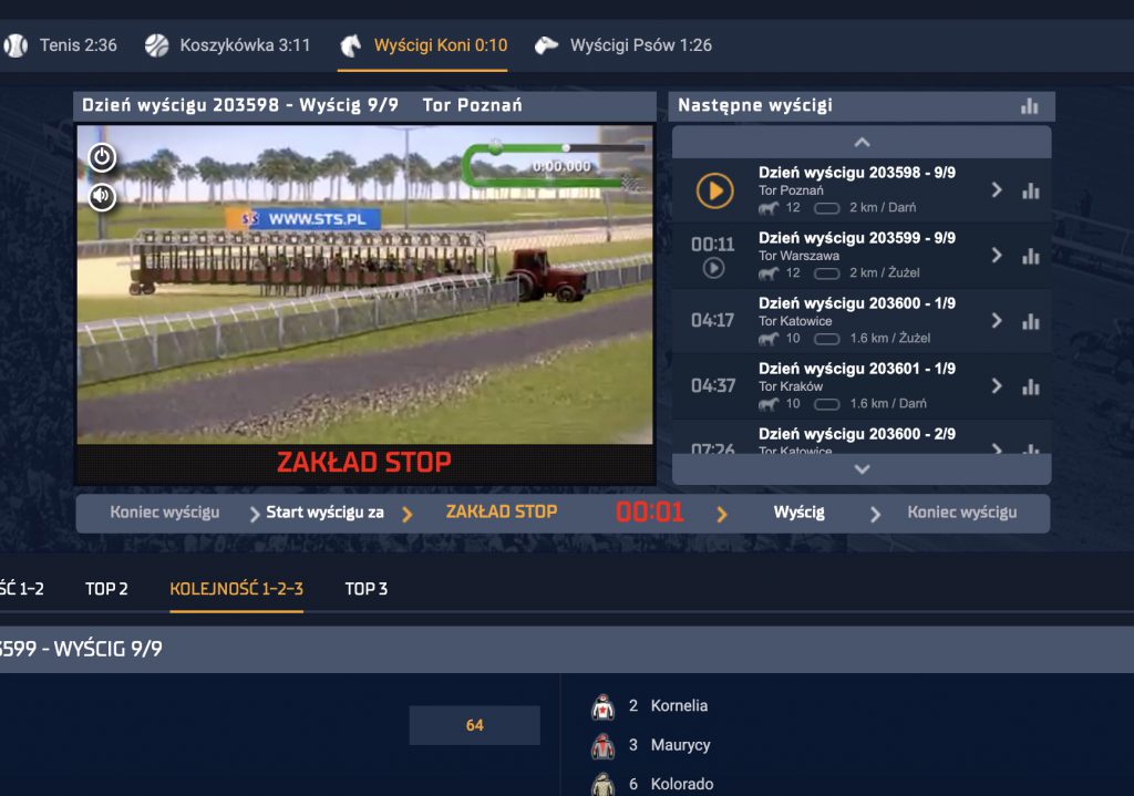 Wirtualne wyścigi koni w STS