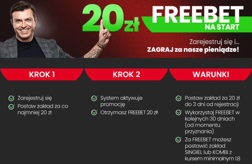 Betters bonus powitalny - freebet 20 PLN
